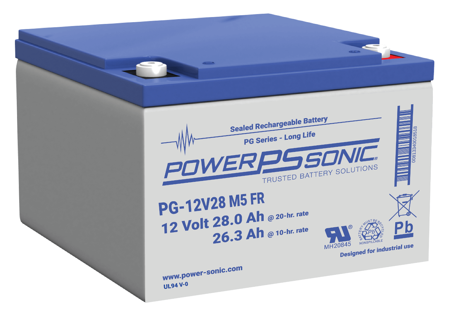 PS-12280 12V 28Ah General Purpose VRLA Battery | Power Sonic