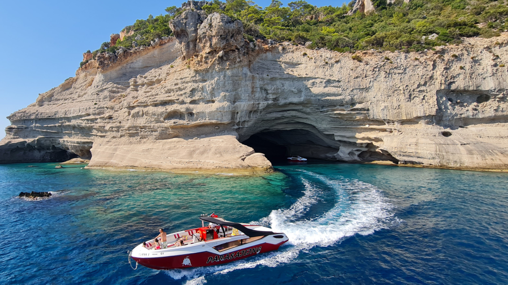 Boat driving through a tunnel